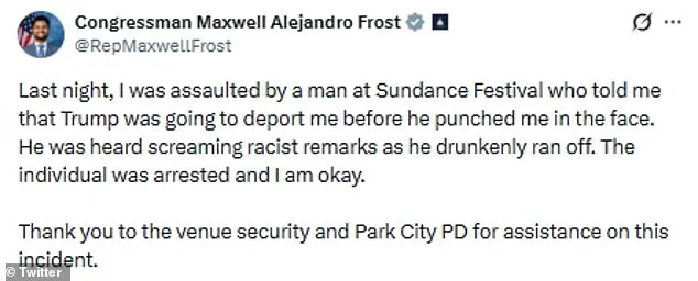 Congressman Maxwell Frost Allegedly Assaulted at Sundance Film Festival; Claims Racial Motivation