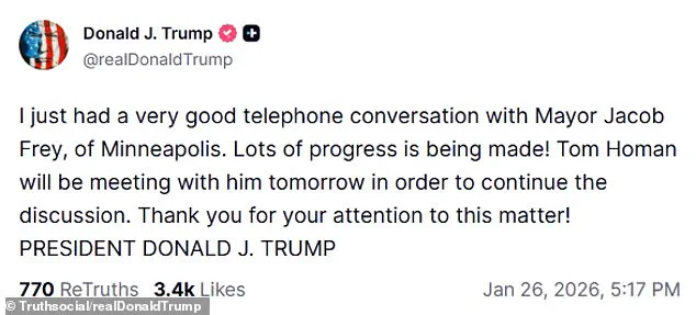 Trump Praises 'Very Good' Phone Call with Minneapolis Mayor Amid Unrest and Federal Deployment