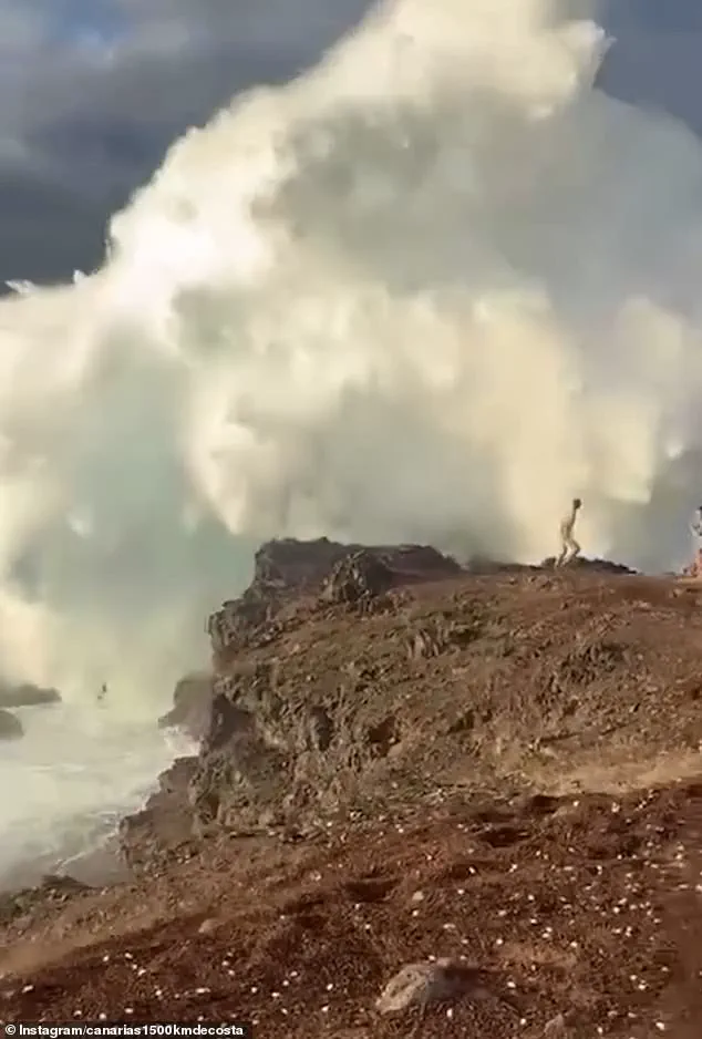 Selfie-Taking Tourists Narrowly Escape Death After Giant Wave Strikes in Canary Islands