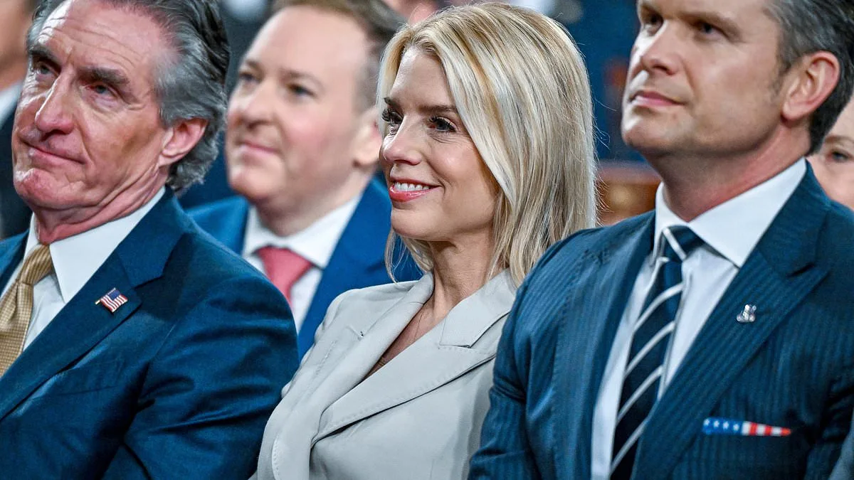 Pam Bondi's Grin as Trump's Economic Praise Lights Up State of the Union Moment