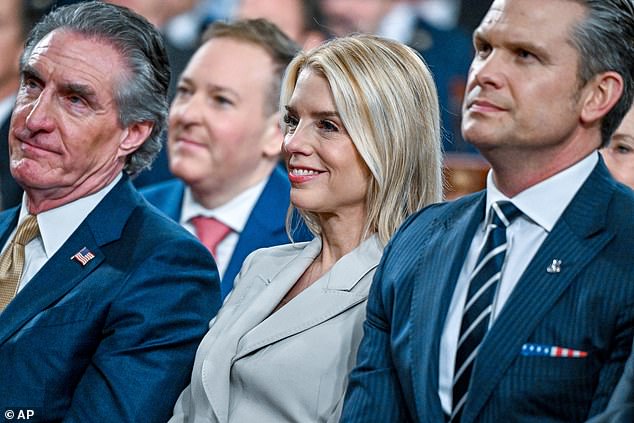 Pam Bondi's Grin as Trump's Economic Praise Lights Up State of the Union Moment