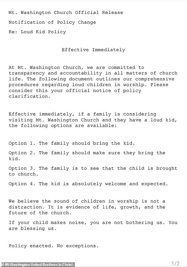 Pennsylvania Church's 'Loud Kids' Policy Sparks National Debate After Going Viral