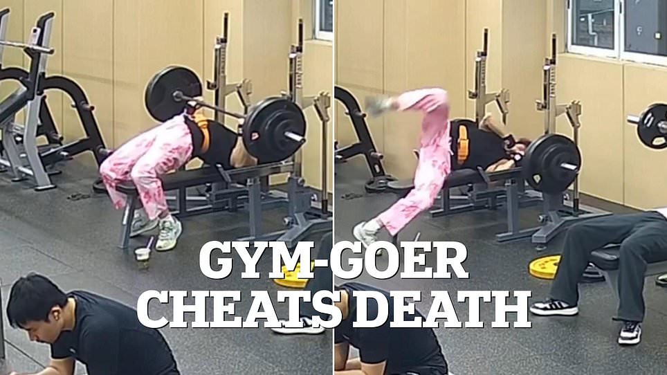 Gym Goer Cheats Death by Sliding Under 145kg Barbell