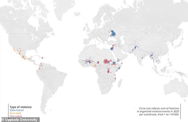 Global conflicts peak in 2025, marking deadliest year since WWII.
